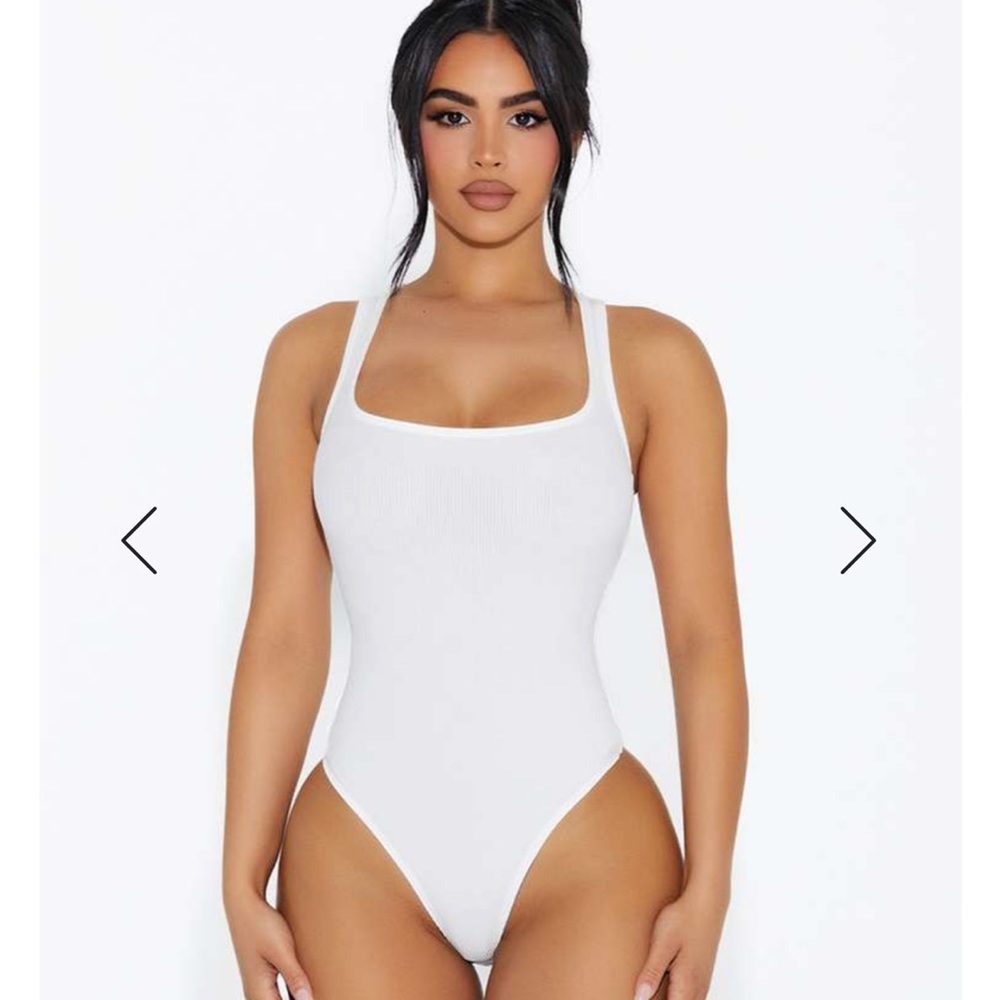 Naked Wardrobe Racerback Ribbed Bodysuit - Picture 2 of 2